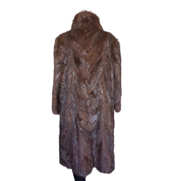 Vintage KES II Dark Brown Colours Real Fur Winter Long Coat Size L Size L - Picture 15 of 16